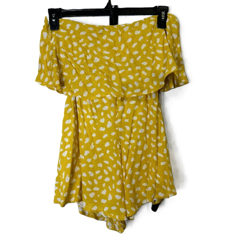 Yellow Romper By Pink Lily, Size: S Smocked unclassified dresses