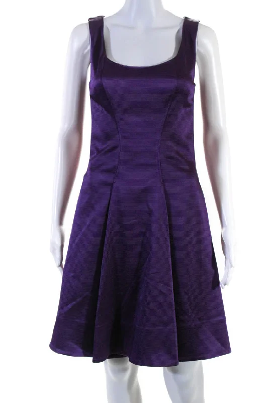 ZAC Zac Posen Womens Betty Ribbed Satin Swing Dress Purple Dark color unclassified dresses